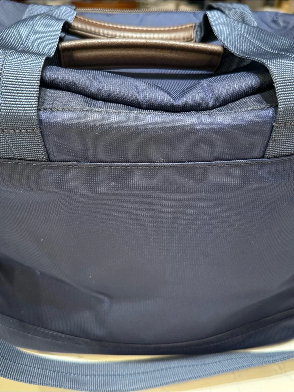 Coach Navy Toiletry Bag with Red and White Center Stripe Panel